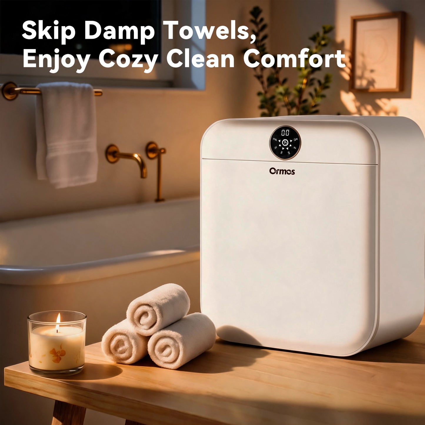 Ormos 14L Wall Mount Mini Clothes Dryer – 70°C Hot Air with Ozone Sterilization, 1-5H Timer