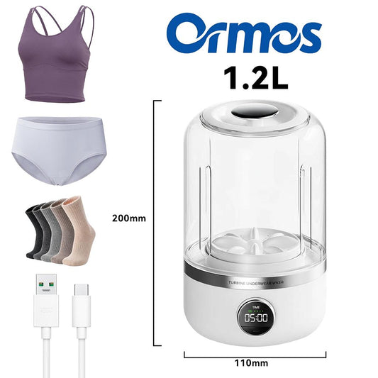 Ormos 1.2L Wireless Mini Washing Machine – Rechargeable Portable Washer for Underwear & Baby Clothes