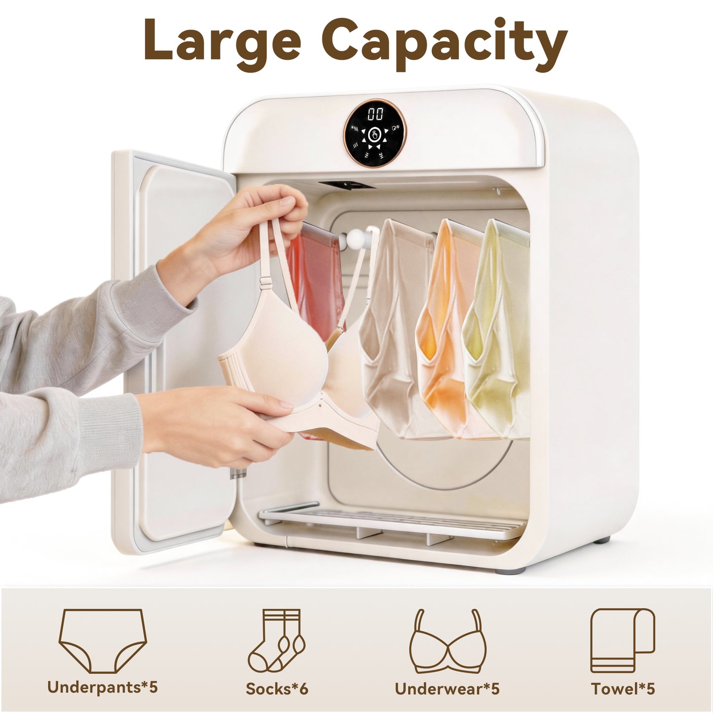 Ormos 14L Wall Mount Mini Clothes Dryer – 70°C Hot Air with Ozone Sterilization, 1-5H Timer